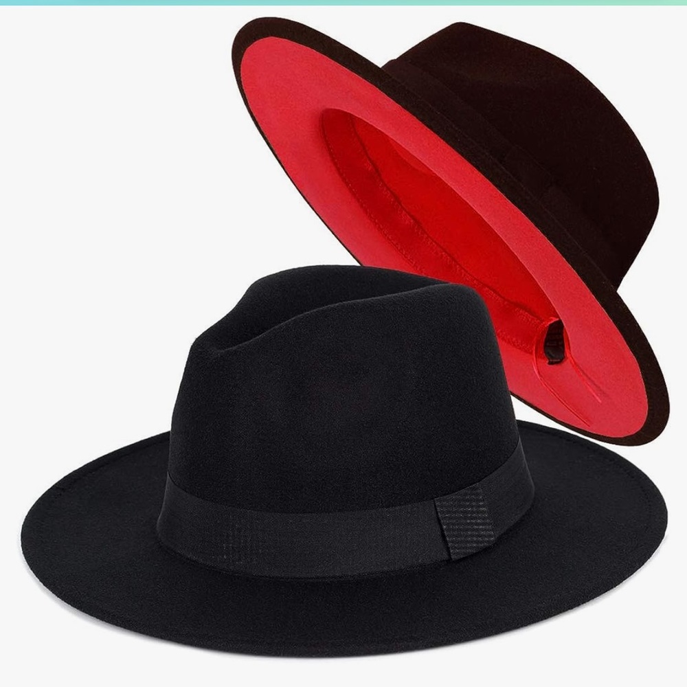Red bottom fedora hat new